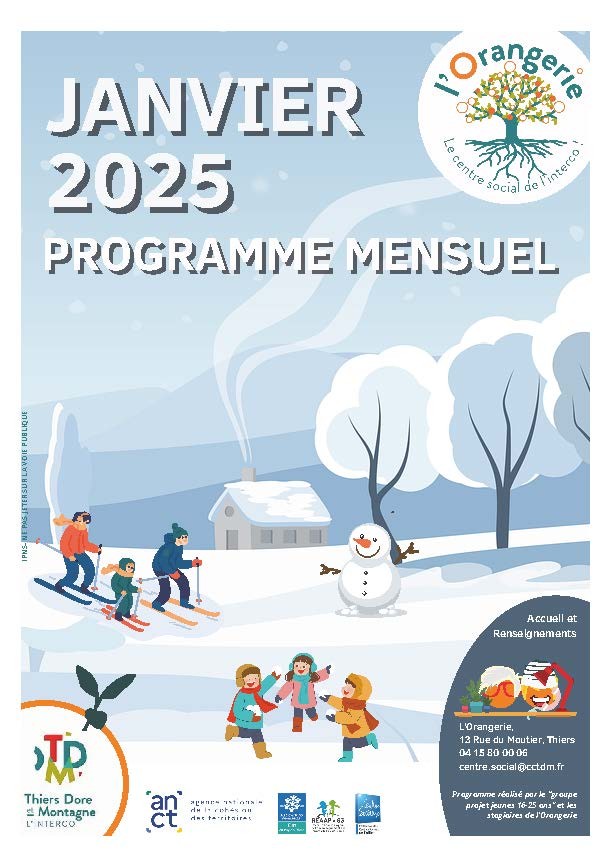 Découvrez le programme de l'Orangerie, le Centre Social de TDM, pour janvier